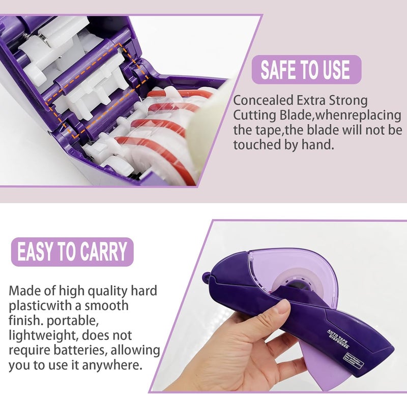 MFBJXC Automatic Tape Dispenser for Wrapping Gifts, Handheld Packaging Tape Dispenser Gun with Cutter, Dispensers for Adhesive Tapes-Purple - Image 4